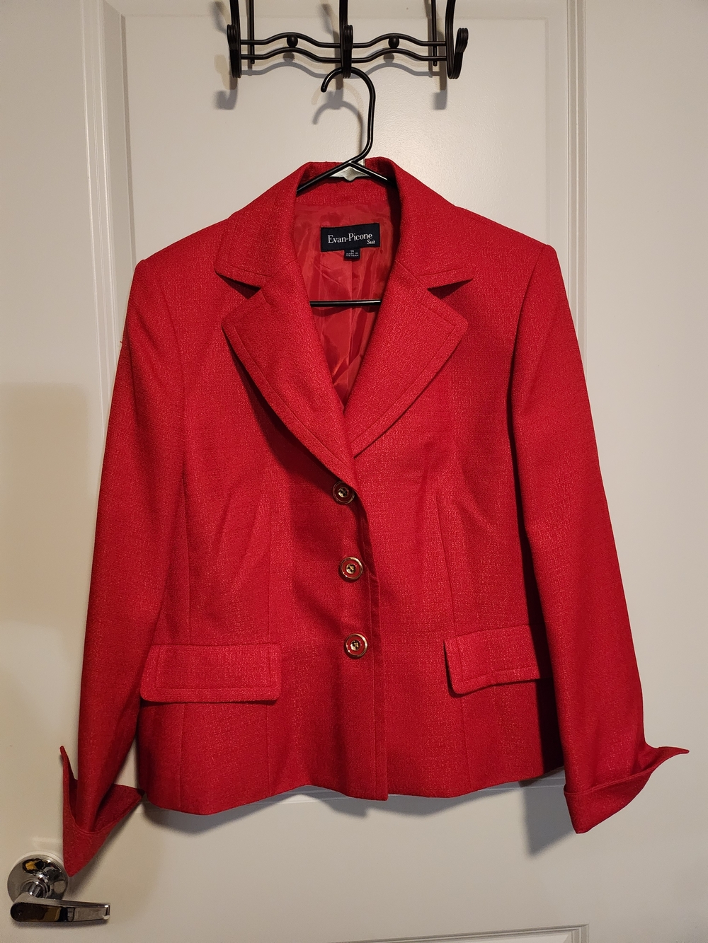 Evan Picone Women's Red Tailored Wool-Blend Blazer